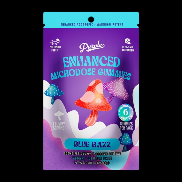 Purple Mushroom Enhanced Microdose Gummies | Blue Razz - Image 2
